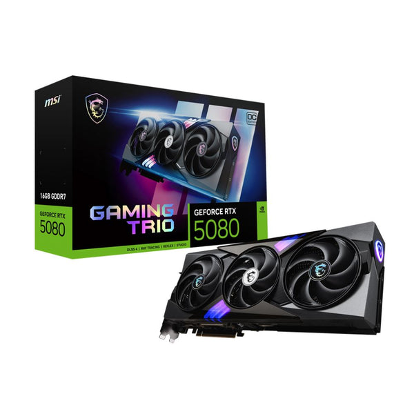 MSI NVIDIA GeForce RTX 5080 GAMING TRIO Overclocked Triple Fan 16GB GDDR7 PCIe 5.0 Graphics Card - Premium NVIDIA RTX 5090 GPU or gaming laptop at GPUElite with fast US shipping