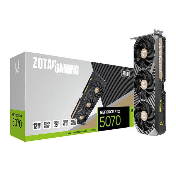 Zotac NVIDIA GeForce RTX 5070 SOLID Triple Fan 12GB GDDR7 PCIe 5.0 Graphics Card - Premium NVIDIA RTX 5090 GPU or gaming laptop at GPUElite with fast US shipping