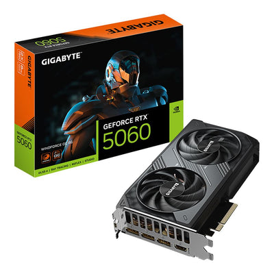 Gigabyte NVIDIA GeForce RTX 5060 WINDFORCE Overclocked Dual Fan 8GB GDDR7 PCIe 5.0 Graphics Card - High-performance gaming hardware