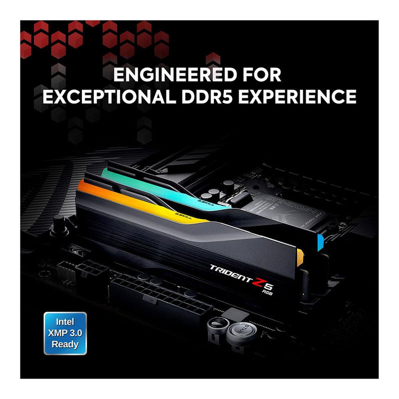 G.Skill Trident Z5 RGB 64GB (2x32GB) DDR5-6000 CL38 Desktop Memory Kit 288-Pin F5-6000J3848D32GX2-TZ5NR