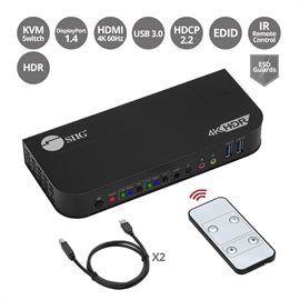 CEKV0C11S1 SIIG AC CE-KV0C11-S1 2x1 DisplayPort 4K KVM USB3.0 Switch with Remote Control