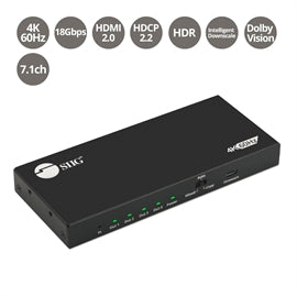 CEH26C11S1 SIIG AC CE-H26C11-S1 4Port HDMI 2.0 HDR Splitter with EDID and Downscaling