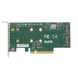 AOCSLG32M2O Supermicro Accessory AOC-SLG3-2M2-O PCIe Add-On Card for up to two NVMe SSDs