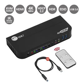 CEKV0E11S1 SIIG AC CE-KV0E11-S1 2x1 HDMI 4K HDR KVM USB 3.0 Switch with Remote Control