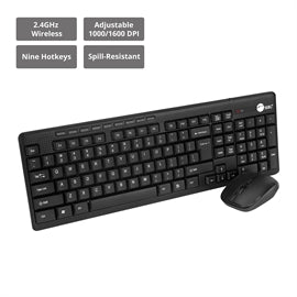 JKWR0T12S1 SIIG KM JK-WR0T12-S1 Wireless Extra-Duo 102-key Keyboard & 3-button Mouse RTL
