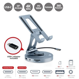 CEMTDK31S2 SIIG AC CE-MTDK31-S2 USB-C Multitask Hub Stand Holder f under13Tablets Phones