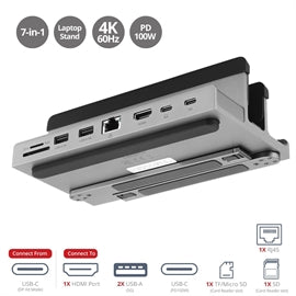 CEMTDK21S1 SIIG AC CE-MTDK21-S1 USB-C Laptop Stand with 4K Multitask Docking Station