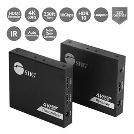 CEH27D11S1 SIIG AC CE-H27D11-S1 4K 60Hz HDMI Over Cat6 Extender w Loopout & IR Brown Box