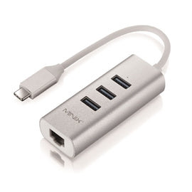 NEOCUEGR MINIX Accessory NEO C-UEGR USB-C 3xUSB 3.0 LAN 3 Ports Gray Silver Retail