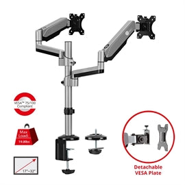 CEMT3R11S1 SIIG AC CE-MT3R11-S1 Dual Stacked Monitor Arm Desk Mount 17-32 Brown Box
