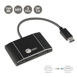 CEDP0Q11S1 SIIG AC CE-DP0Q11-S1 Triple 4K DisplayPort 1.4 to HDMI MST Hub Splitter