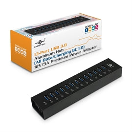 Vantec Thermal Technologies UGTAH131U3BK Vantec UGT-AH131U3-BK 13-Port USB 3.0 Aluminum Hub Data Charging 12V 5A Retail