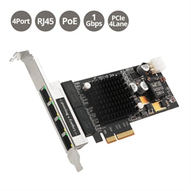 SIIG LBGE0811S1 SII AC LB-GE0811-S1 4PT Gigabit Ethernet w POE PCIe Card - Intel 350 Brown Box