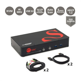 CEDP0F11S1 SIIG AC CE-DP0F11-S1 2PT DP1.2 Smart Console KVM Switch w USB3.0 & Multi-Media