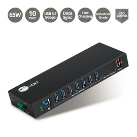 IDUS0811S1 SIIG AC ID-US0811-S1 10PT Industrial USB Gen 1 Hub w Dual USB-C & 65W Charging